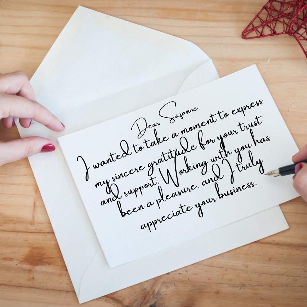 include a handwritten notecard to add that personal touch to your next gift from Apple Blossom Gift Baskets