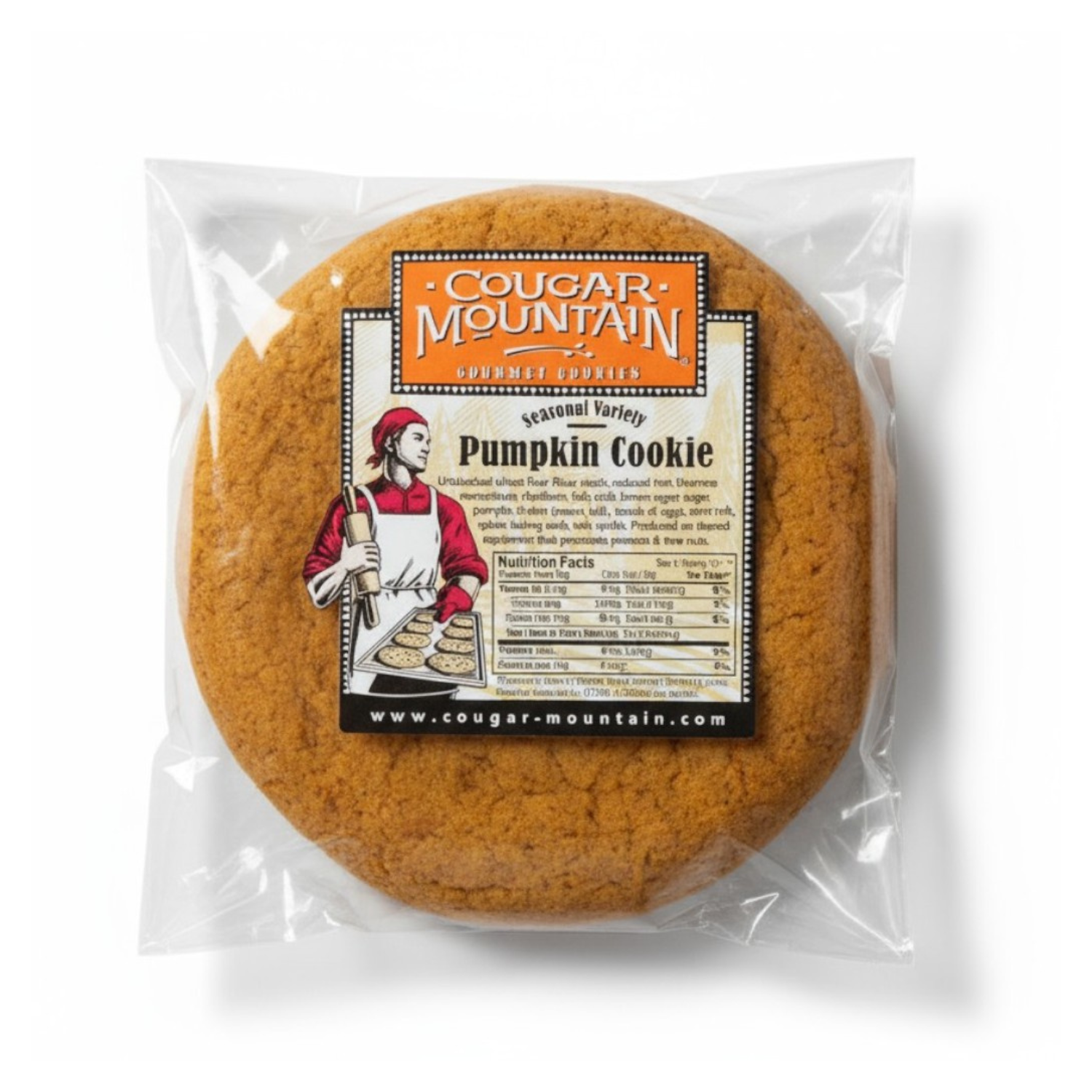 Pumpkin cookies packaged for fall gifting, cozy seasonal baked goods ideal for coffee or tea pairings.