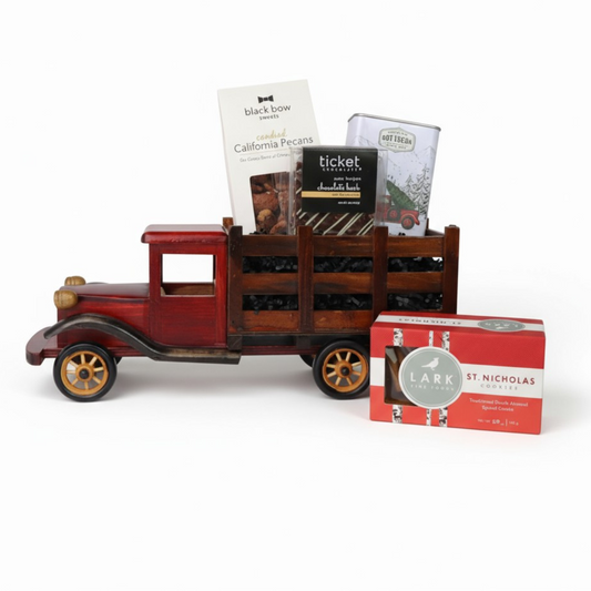 Classic collectible truck gift set with gourmet snacks and artisan treats