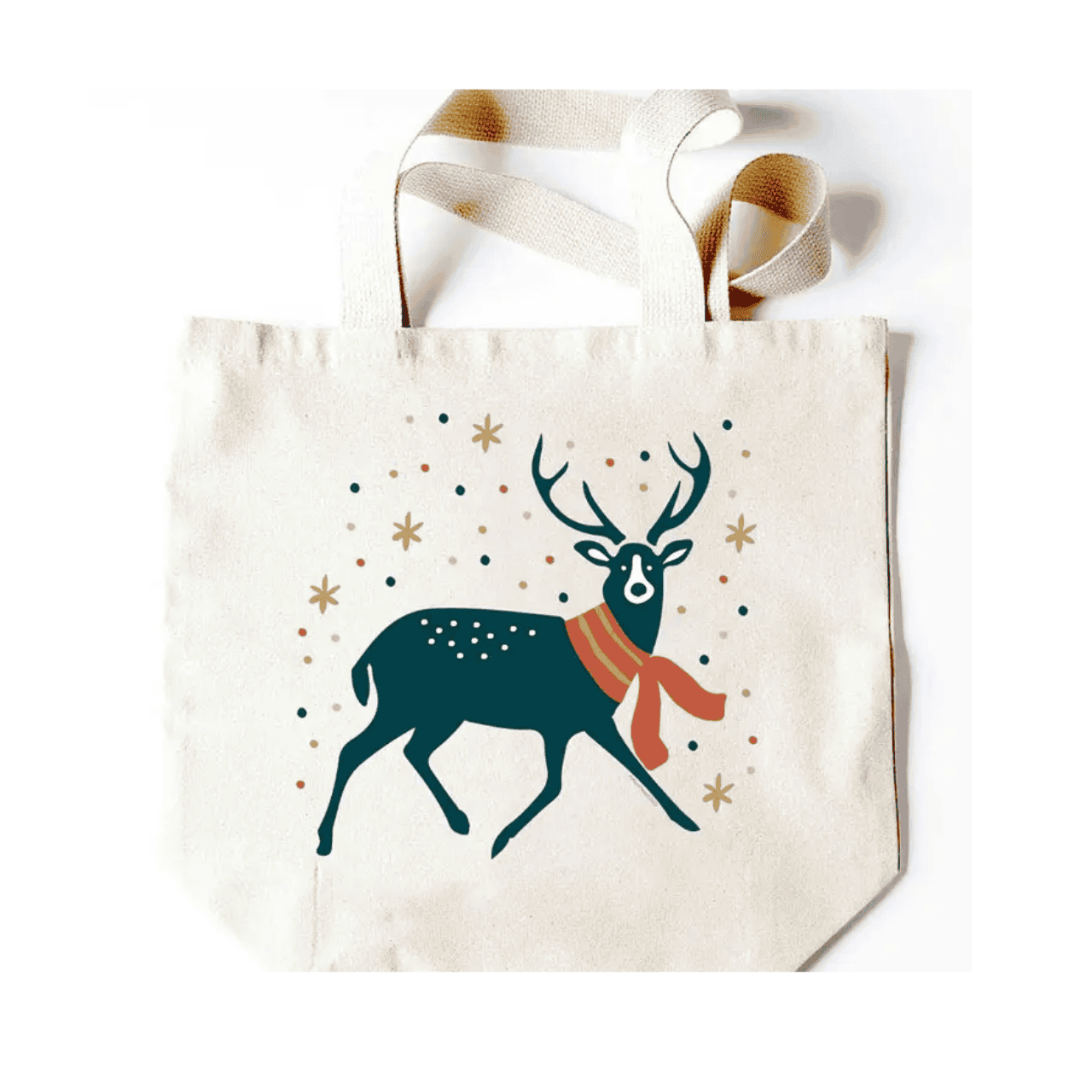 holiday reindeer canvas tote made in Seattle, WA