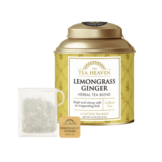 Tea Heaven Canister lemongrass ginger 6 cotton tea bags