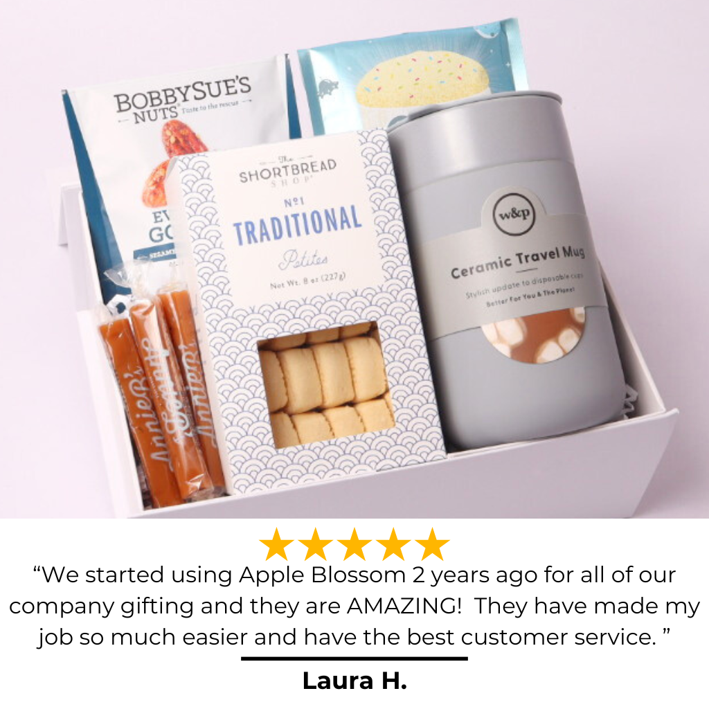 5-star review employee gift box, praised for its thoughtful selection, elegant packaging, and perfect touch for welcoming new hires or expressing gratitude.