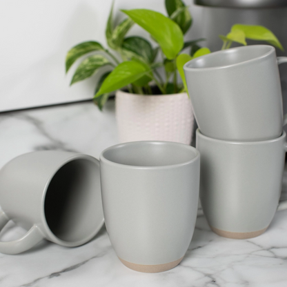 ceramic stone mug in light grey with a texture base.  perfect for a coffee and tea pacific northwest gift box