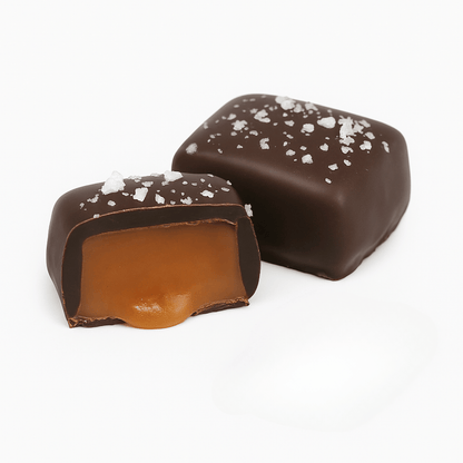 Dark Chocolate Sea Salt Caramels 2pc handmade in Woodinville Washington by the Pacific Desert company