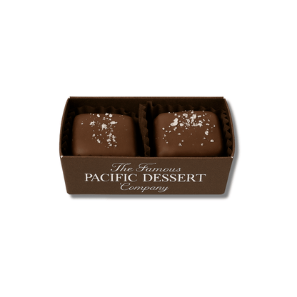 Dark Chocolate Sea Salt Caramels 2pc handmade in Woodinville Washington by the Pacific Desert company