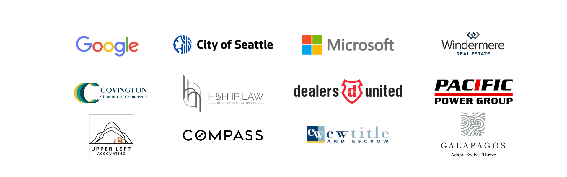 logos from seattle corporate gifting partners of apple blossom