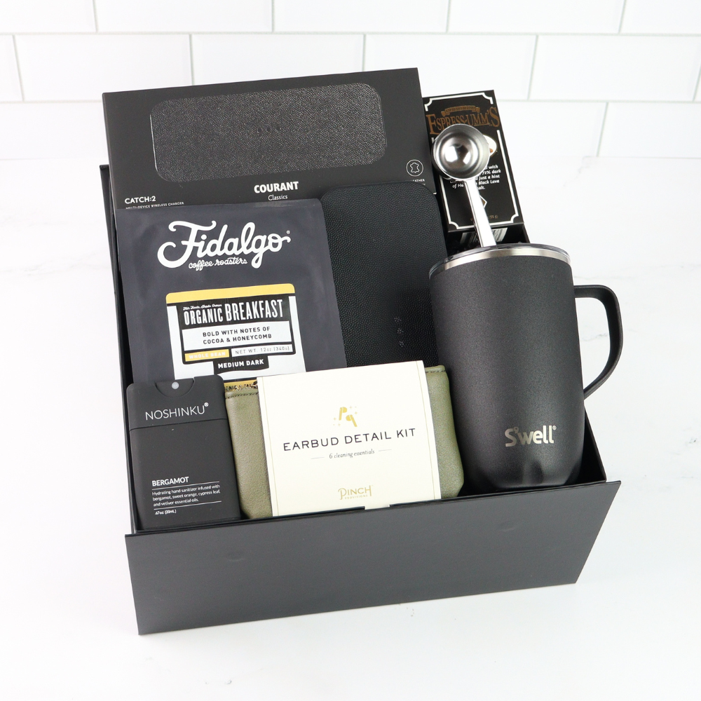 The Executive corporate gift box with mug, coffee, and gourmet treats