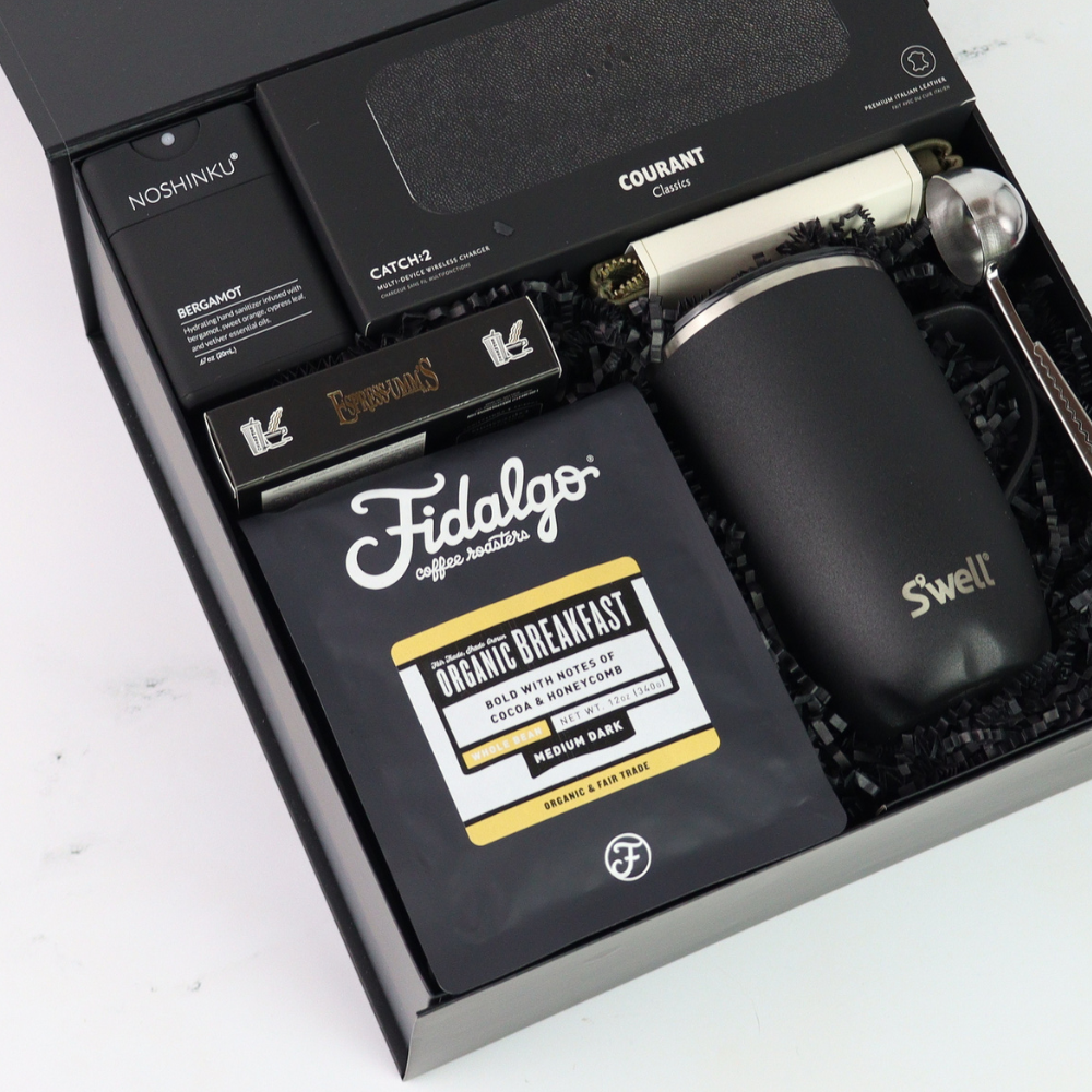 The Executive corporate gift box with mug, coffee, and gourmet treats