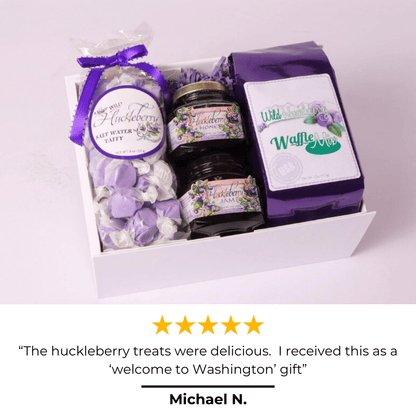 5 star review of the Washington huckleberry gift set.  The huckleberry treats were delicious.  I received this as a welcome to Washington gift.