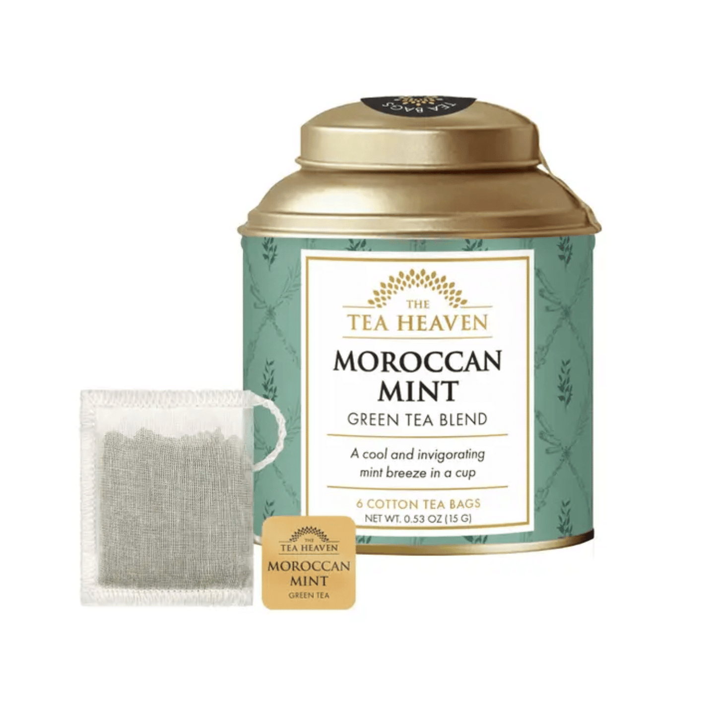 Tea Heaven Canister moroccan mint 6 cotton tea bags