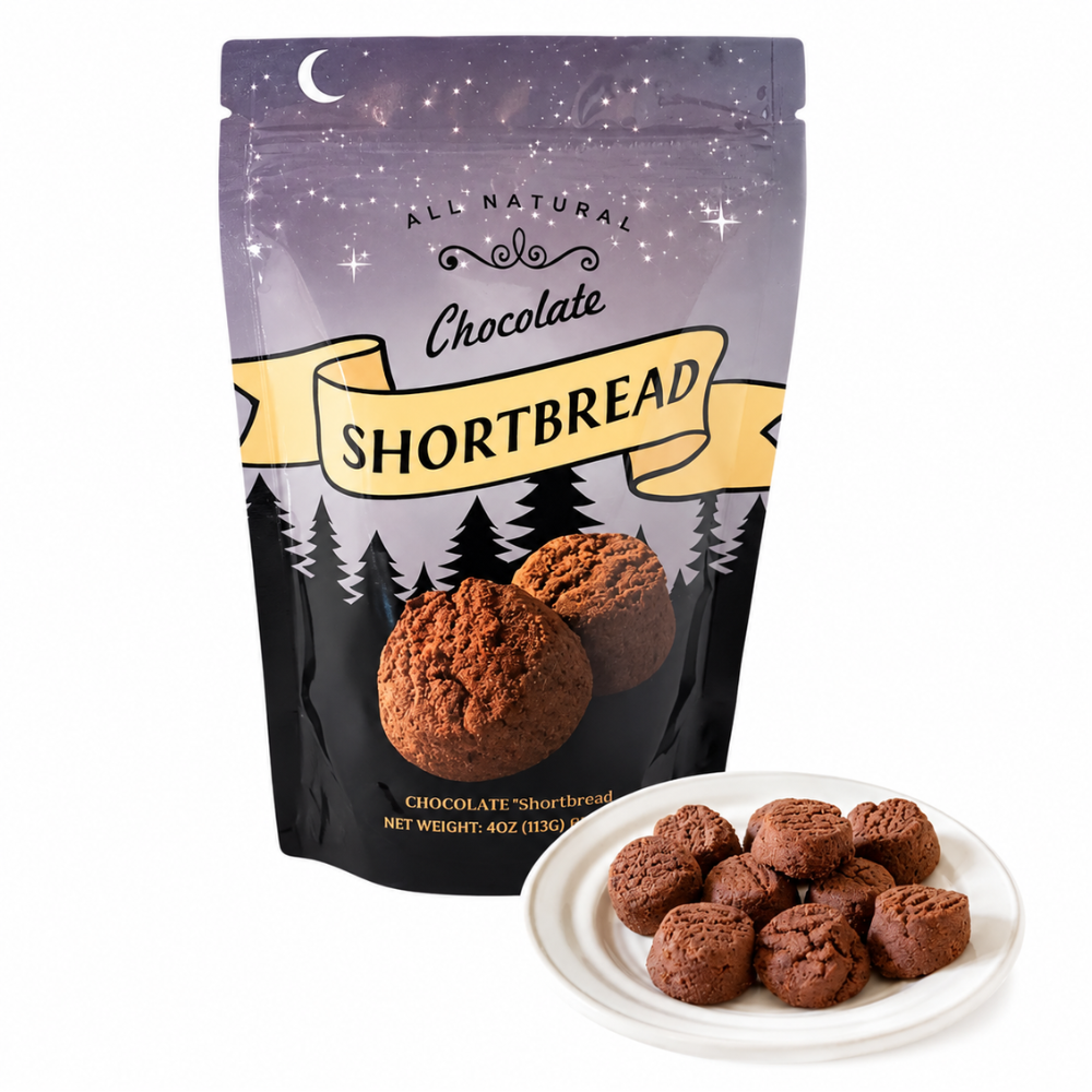 northwest expressions chocolate shortbread cookies 4oz. zip pouch bag