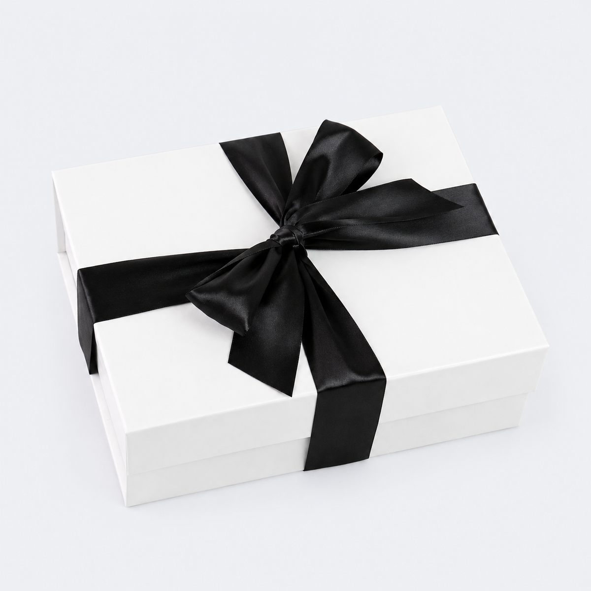 white signature gift bx with black satin bow